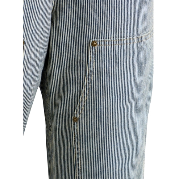 Carhartt RUGGED FLEX® RELAXED FIT DENIM RAILROAD STRIPE BIB OVERALLS - Picture 12 of 14